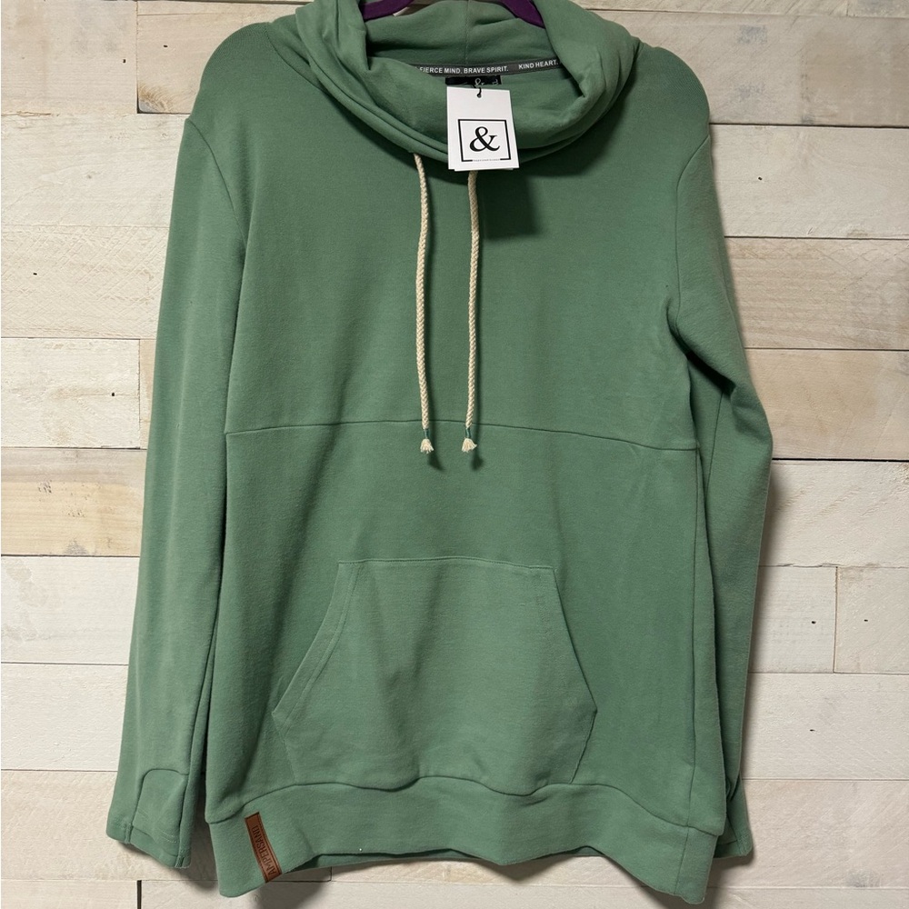 Ampersand Ave. Sage Green Cowl Neck Hoodie